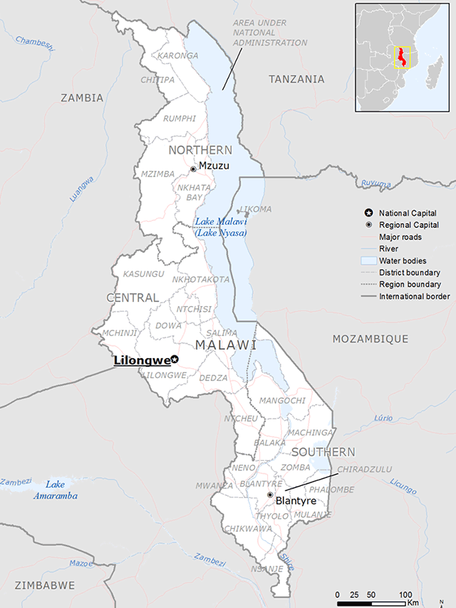 A map of Malawi